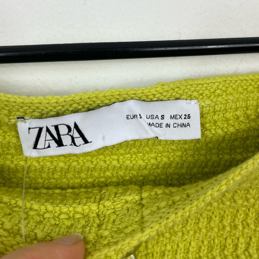 NWT Zara Knit Crotchet Top Lime Green Sz S - Picture 5 of 7
